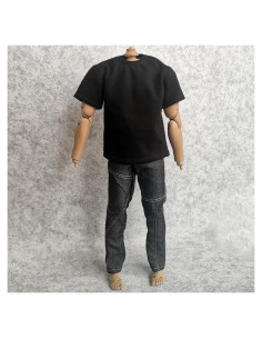 Ropa para Muñecos 1/6 SSbeauty Camiseta y Jeans Negro