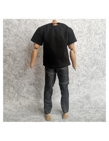 Ropa para Muñecos 1/6 SSbeauty Camiseta y Jeans Negro
