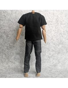Ropa para Muñecos 1/6 SSbeauty Camiseta y Jeans Negro 2