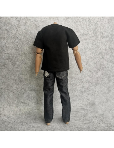 Ropa para Muñecos 1/6 SSbeauty Camiseta y Jeans Negro