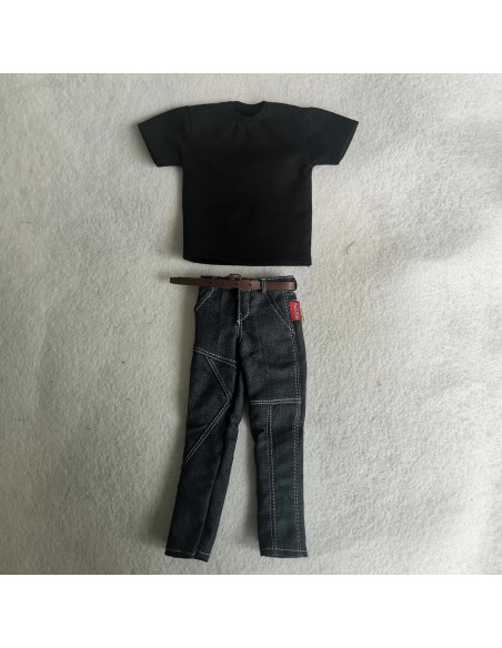 Ropa para Muñecos 1/6 SSbeauty Camiseta y Jeans Negro Ropa para Muñecos 1/6 SSbeauty Camiseta y Jeans Negro