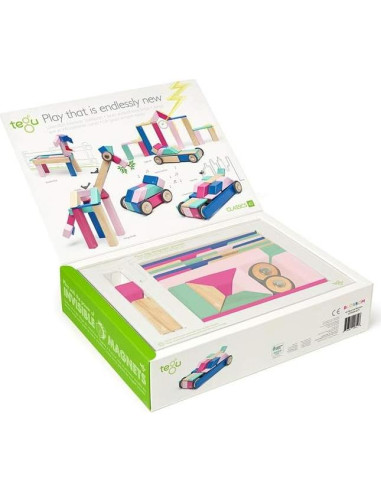 Juego de Bloques Magnéticos de Madera Tegu 42 Piezas Floración