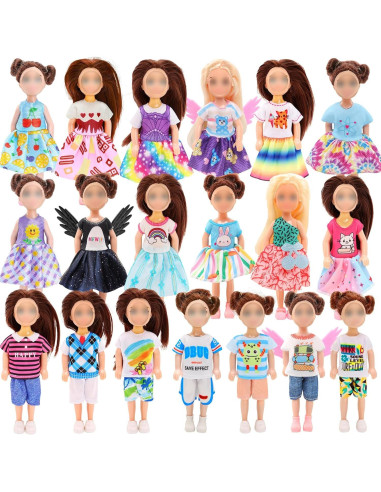 Ropa de Muñeca 25 PCS Miunana para 13-15 cm con Zapatos