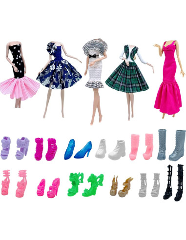 Ropa de Muñeca Apatsuki 5 Conjuntos + 12 Zapatos Aleatorios