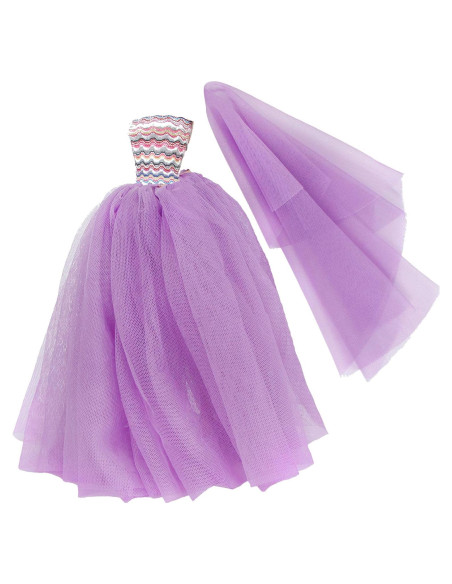 Vestido de boda morado BJDBUS con velo para muñeca 29 cm Vestido de boda morado BJDBUS con velo para muñeca 29 cm
