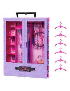 Armario Barbie Fashionistas Púrpura con 6 Perchas y Asa