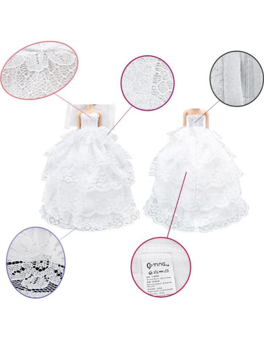 Vestido de Fiesta E-TING para Muñecas 29 cm Blanco