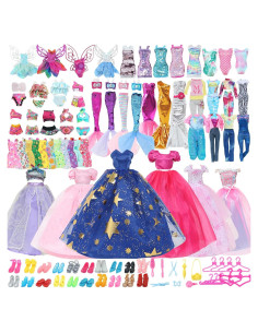 60 Piezas Ropa de Muñeca QBPKQY Vestidos y Accesorios