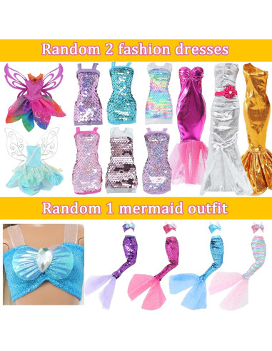 60 Piezas Ropa de Muñeca QBPKQY Vestidos y Accesorios