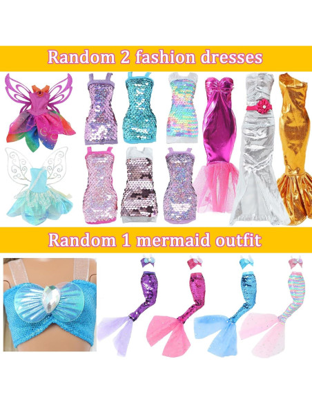 60 Piezas Ropa de Muñeca QBPKQY Vestidos y Accesorios