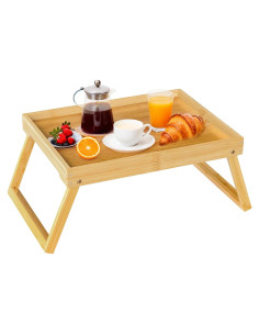 Mesa de bandeja de cama RRX de bambú plegable 47x28 cm Beige