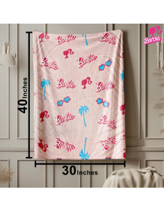 Manta Barbie | Forro Polar Suave 101,6x76,2 cm | Rosa/Blanco 2