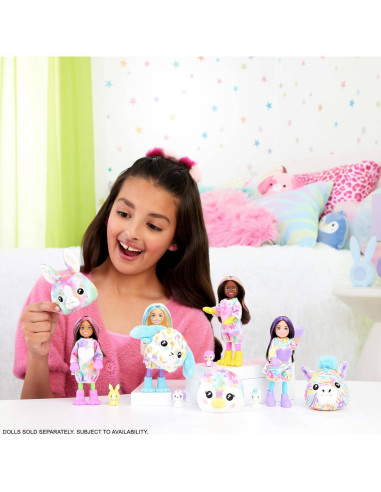 Muñeca Chelsea Cutie Reveal Barbie Color Dream con 6 Sorprisas