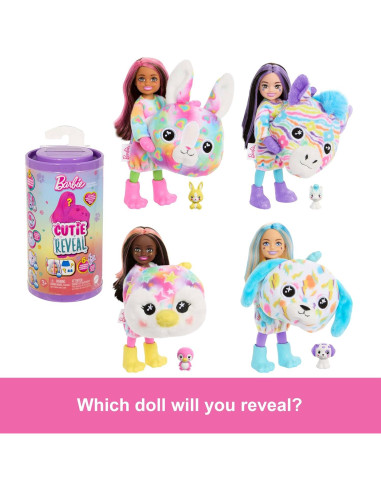Muñeca Chelsea Cutie Reveal Barbie Color Dream con 6 Sorprisas
