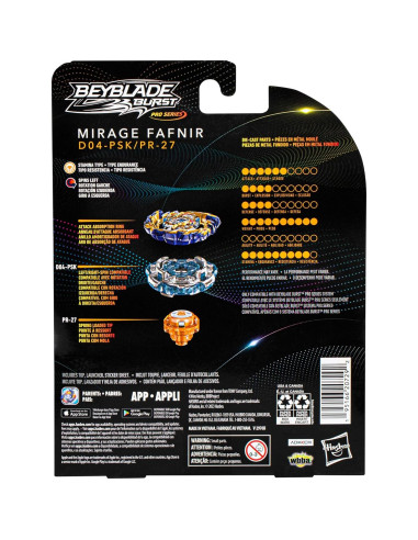 Peonza Beyblade Burst Pro Mirage Fafnir Tipo Resistencia