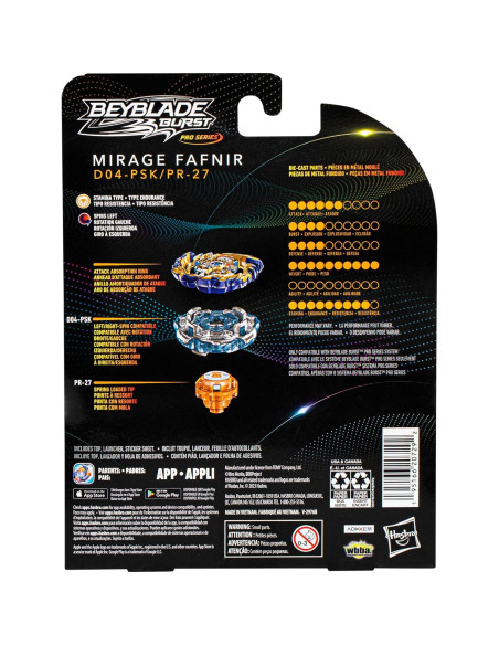 Peonza Beyblade Burst Pro Mirage Fafnir Tipo Resistencia