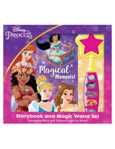 Disney Princess Moana, Belle, Cinderella, and more! - Magical Moments! Storybook and Magic Wand Toy Sound Book Set - PI Kids
