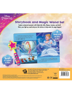 Disney Princess Moana, Belle, Cinderella, and more! - Magical Moments! Storybook and Magic Wand Toy Sound Book Set - PI Kids 2