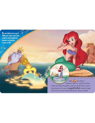 Disney Princess Moana, Belle, Cinderella, and more! - Magical Moments! Storybook and Magic Wand Toy Sound Book Set - PI Kids