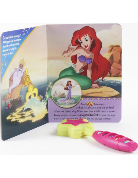Disney Princess Moana, Belle, Cinderella, and more! - Magical Moments! Storybook and Magic Wand Toy Sound Book Set - PI Kids