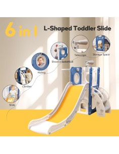 Tobogán 6 en 1 Baotree para Niños Pequeños Azul Amarillo 2