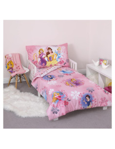 Juego de Cama para Niños Pequeños Disney Princesa 4 Piezas
