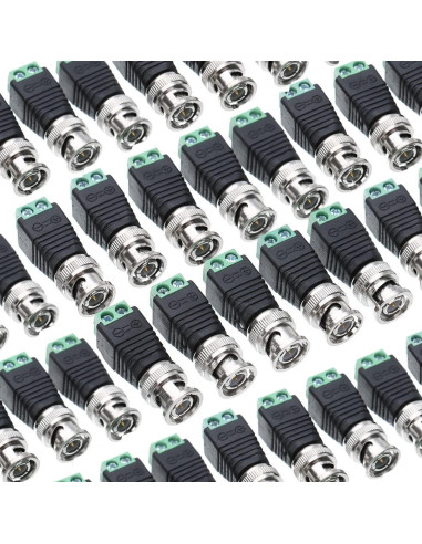 Adaptador BNC Macho a Macho 28 Piezas para CCTV Cat5/Cat6