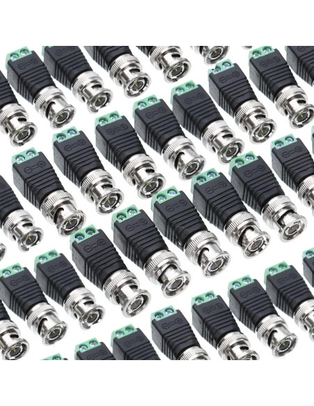 Adaptador BNC Macho a Macho 28 Piezas para CCTV Cat5/Cat6