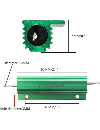 2 Piezas Resistencias de Alambre Enrollado 100W 4 Ohm Aluminio