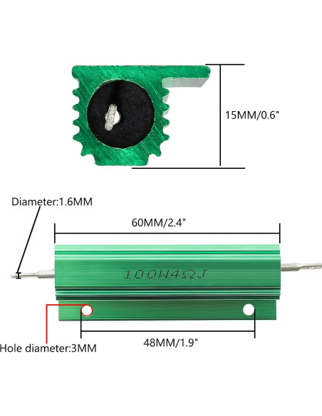 2 Piezas Resistencias de Alambre Enrollado 100W 4 Ohm Aluminio