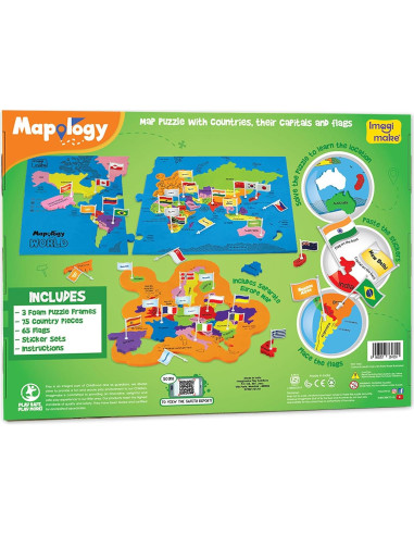 Rompecabezas Mapa Mundial Imagimake - 75 Piezas Educativas