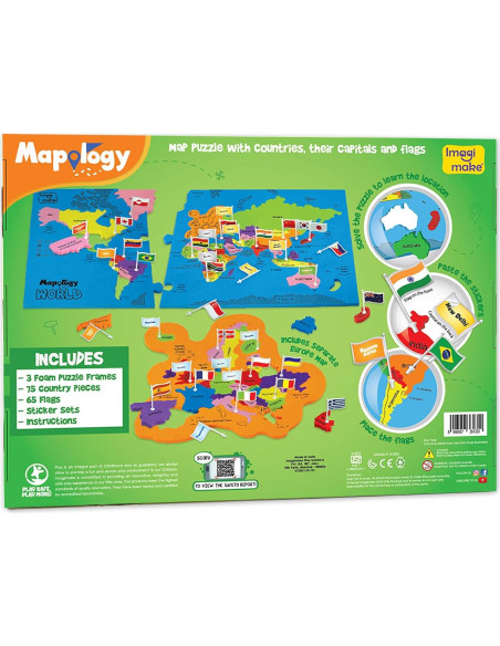Rompecabezas Mapa Mundial Imagimake - 75 Piezas Educativas