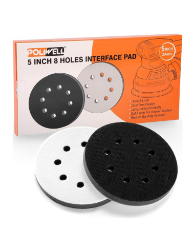 Almohadilla de Lijadora Orbital POLIWELL 5" 8 Agujeros - Paquete de 2