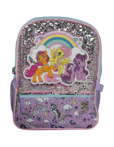 Mochila Escolar MLP 5 Piezas 40.6 cm Morado y Rosa