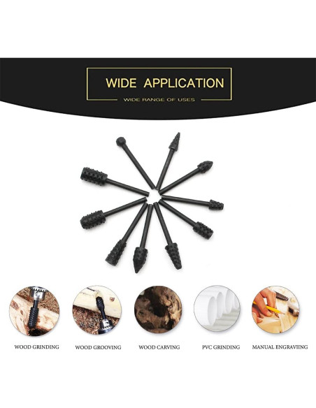 Set de 10 Bits de Carving Uayeatye para Carpintería 3mm