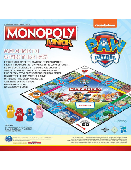 Monopoly Junior PAW Patrol USAopoly | Juego Familiar 5+