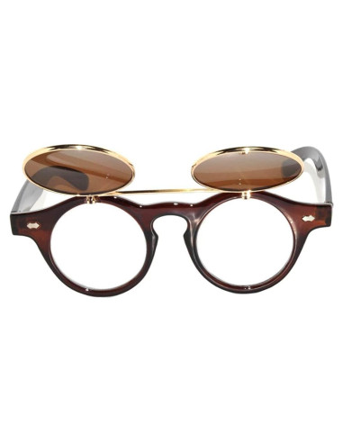 Gafas de sol vintage OWL steampunk redondas UV400 oro/marrón