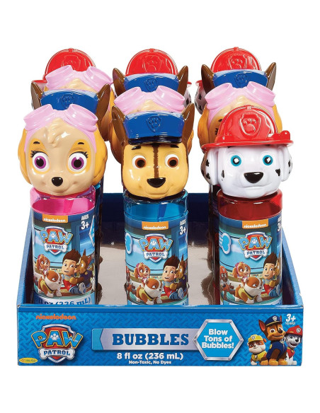 Set de Burbujas Paw Patrol 12 Piezas 8oz Chase Marshall Skye