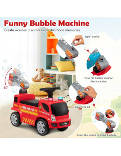 Coche de empuje HONEY JOY camión de bomberos con burbujas 2