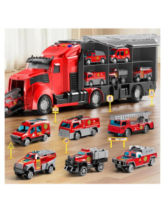 Juego de Camiones de Bomberos NIPLOOOW con Alfombrilla 81x69cm