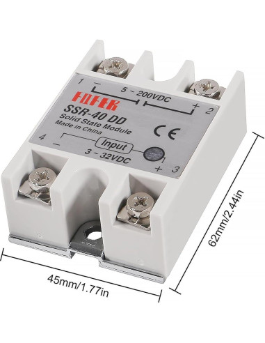 2 Piezas Relé de Estado Sólido SSR-25DA 25A 3-32VDC 24-380VAC