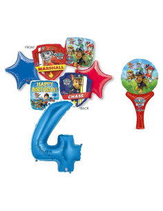 Globos de Cumpleaños Paw Patrol 4to Aniversario - 7 Piezas