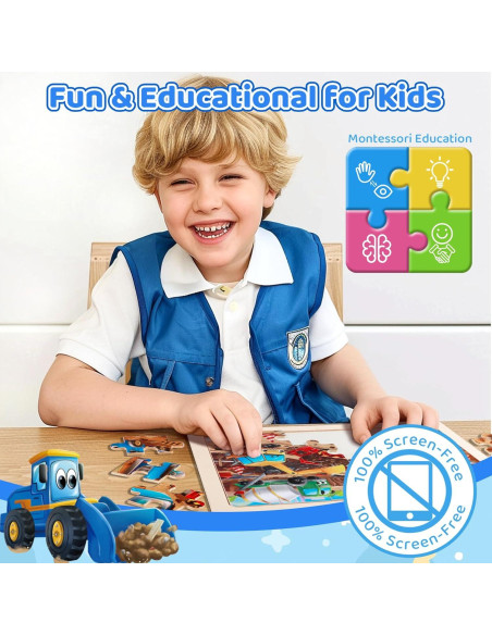 Paquete de 4 Rompecabezas de Madera Tacopet 24 Piezas Niños