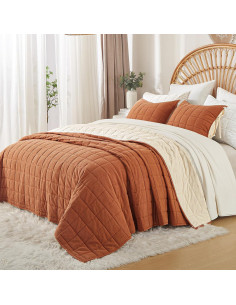 Juego de Ropa de Cama 3 Piezas Softpage Reina Algodón Naranja 2
