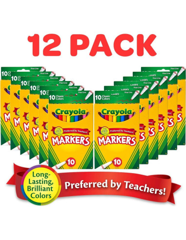 Marcadores Crayola Línea Fina 12pk Multicolor 0.5mm