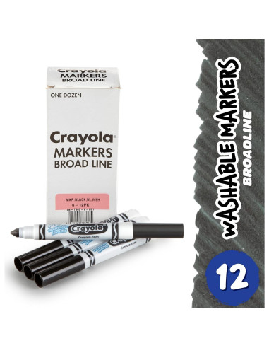 Marcadores Lavables Crayola Negro 12 Piezas Línea Ancha