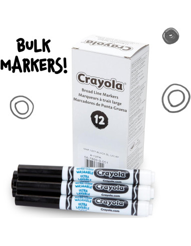 Marcadores Lavables Crayola Negro 12 Piezas Línea Ancha
