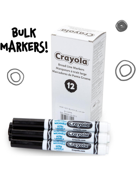 Marcadores Lavables Crayola Negro 12 Piezas Línea Ancha Marcadores Lavables Crayola Negro 12 Piezas Línea Ancha