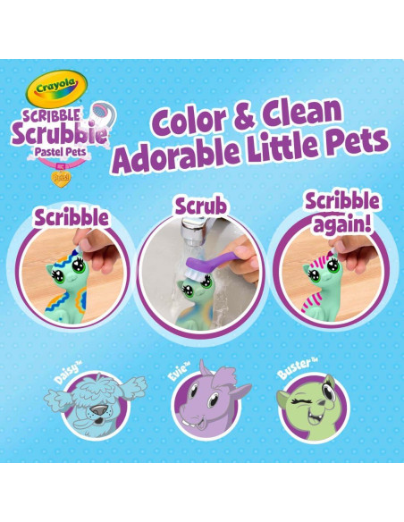 Crayola Scribble Scrubbie Mascotas Pastel 3ct Juguete Creativo