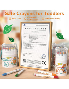 Crayones Jumbo JUPITEARTH 36 Colores No Tóxicos 2
